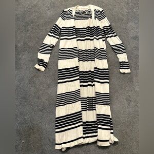 LOFT Navy and White Striped Long Sleeve Sweater